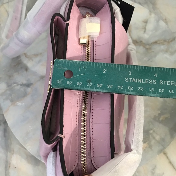 Kate Spade Purse Pink Croco Embossed Leather Dumpling Crossbody Bag KE475 New - Picture 15 of 16